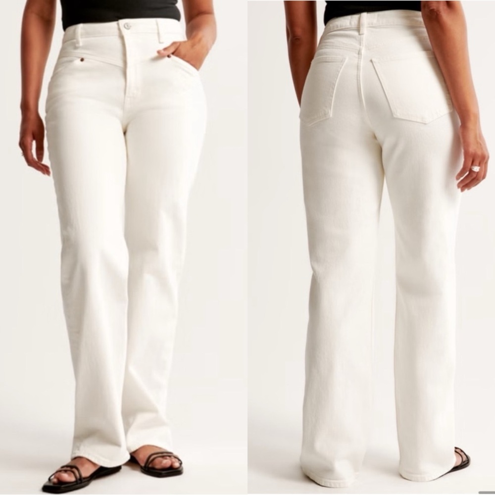 ABERCROMBIE & FITCH The 90’s Relaxed Ivory Off White High Rise Curve Jeans